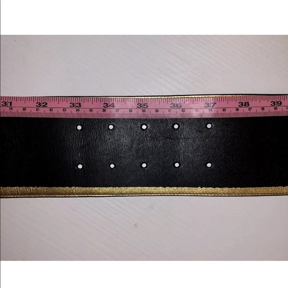 NWT BOTTEGA VENETA Black/Gold Wide Leather Belt - Picture 3 of 8